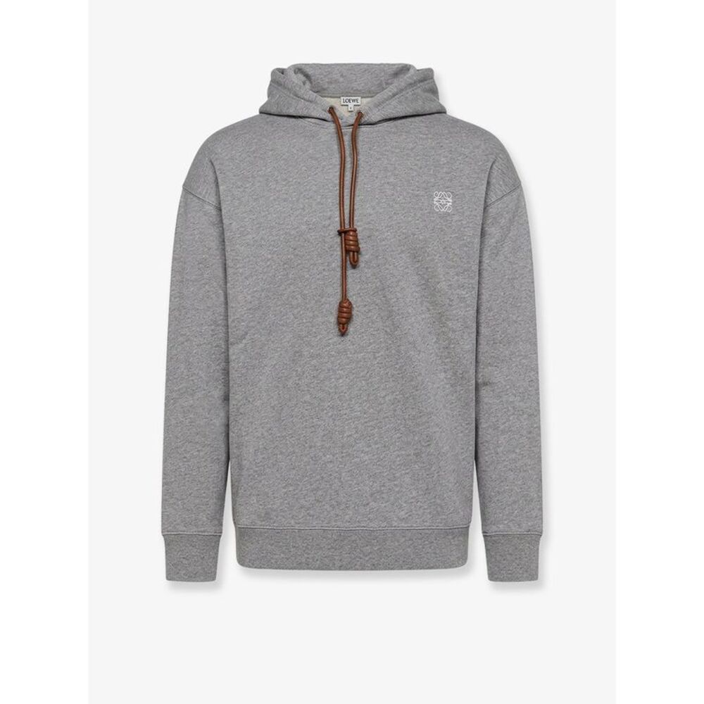 Loewe Men Cotton Sweatshirt With Front Embroidered Logo